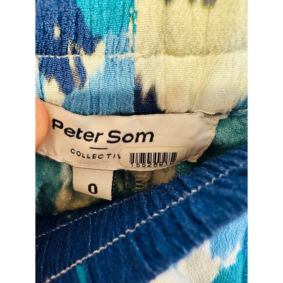 PETER SOM Women's Blue Floral Pull On Style Tie Waist Mini Skort Size 0 - Picture 6 of 15